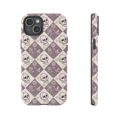 Vintage Skull & Floral Diamond iPhone Case