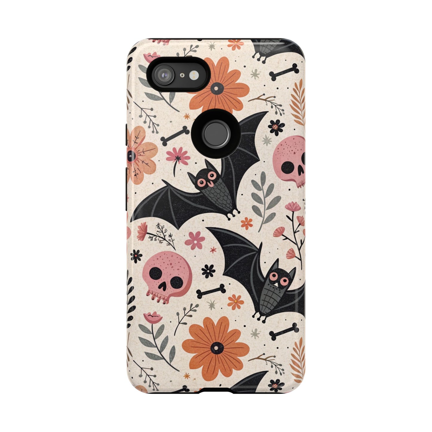 Floral Bats & Skulls Halloween Google Pixel Case