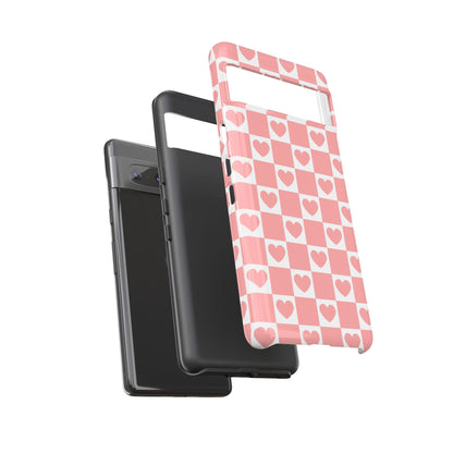 Pink Heart Checkerboard Google Pixel Case