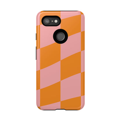 Pink & Orange Wavy Checker Google Pixel Case