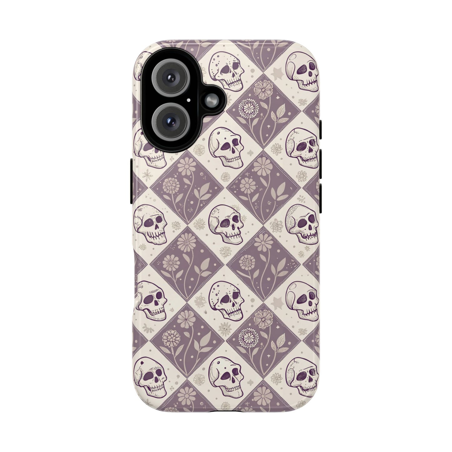 Vintage Skull & Floral Diamond iPhone Case