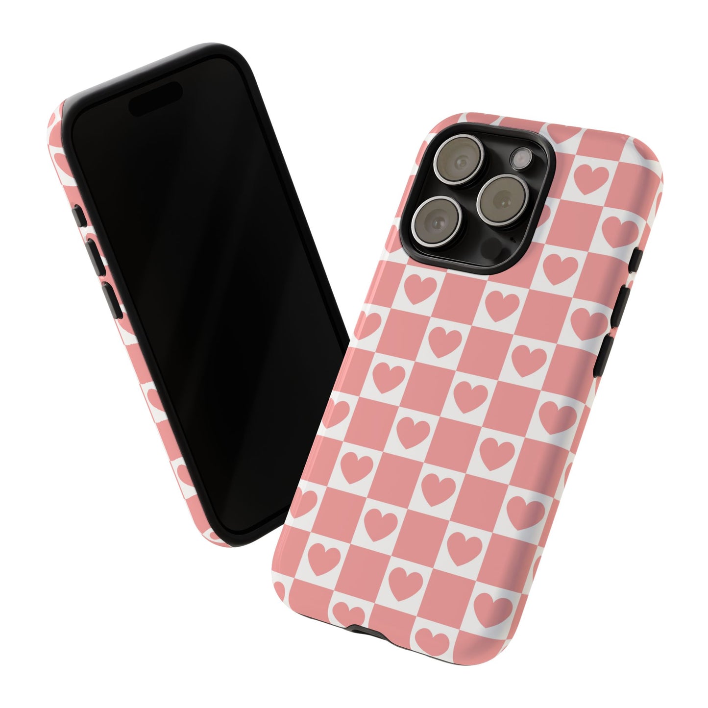 Pink Heart Checkerboard iPhone Case