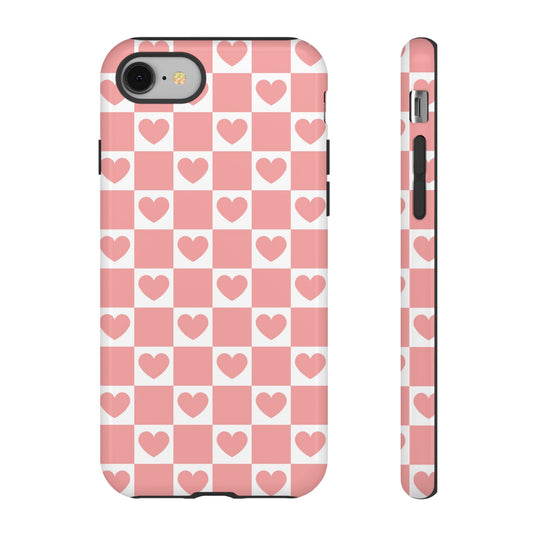 Pink Heart Checkerboard iPhone Case