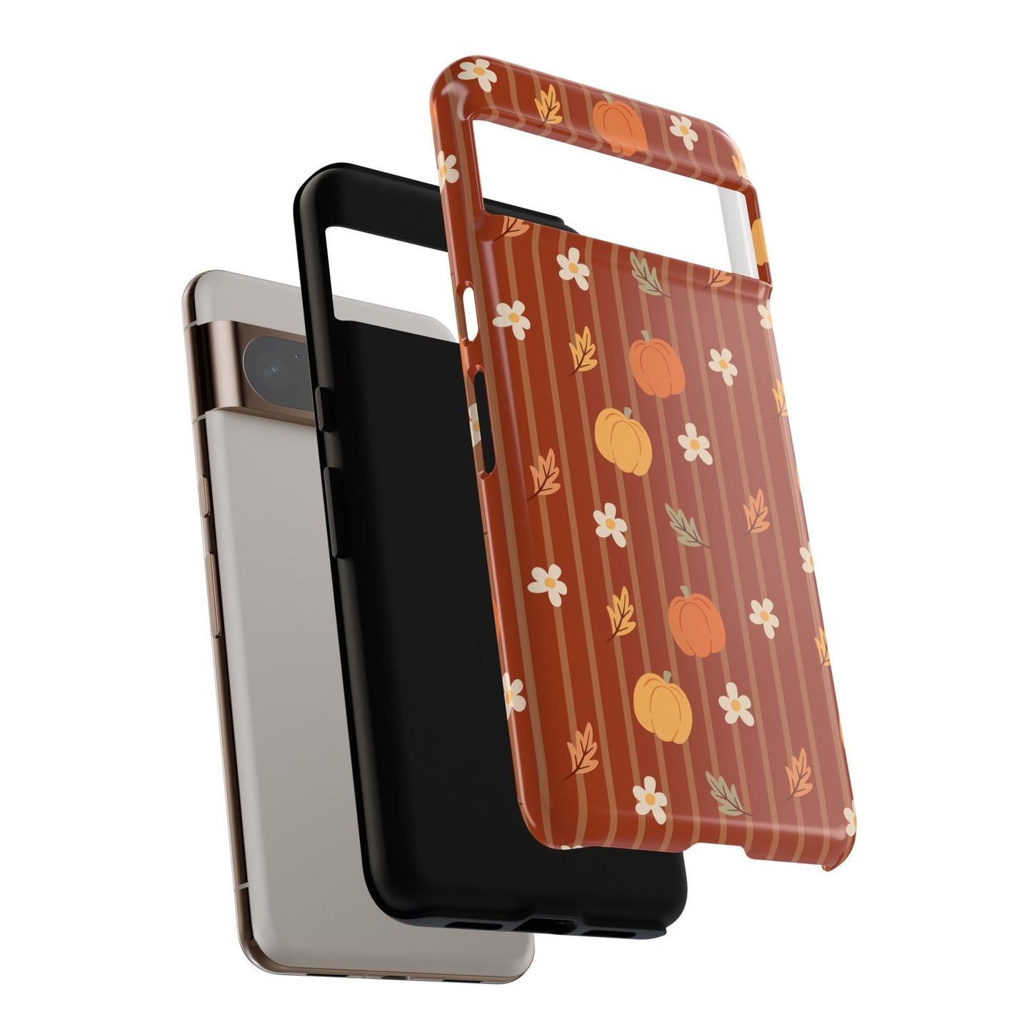 Pumpkin Spice Floral Stripe Google Pixel Case