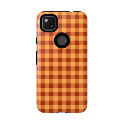 Orange Gingham Checkered Google Pixel Case