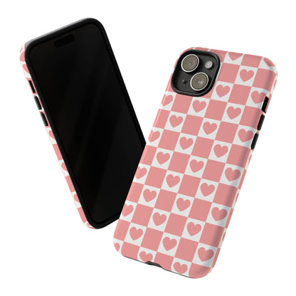 Pink Heart Checkerboard iPhone Case