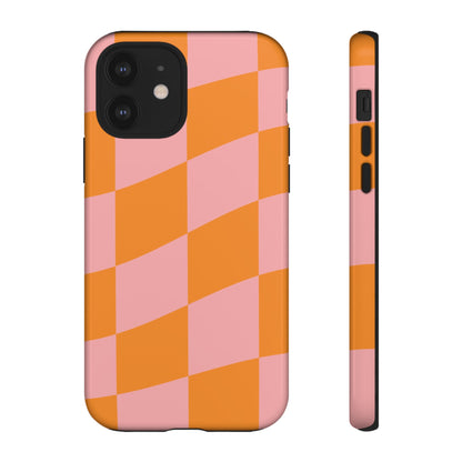 Pink & Orange Wavy Checker iPhone Case