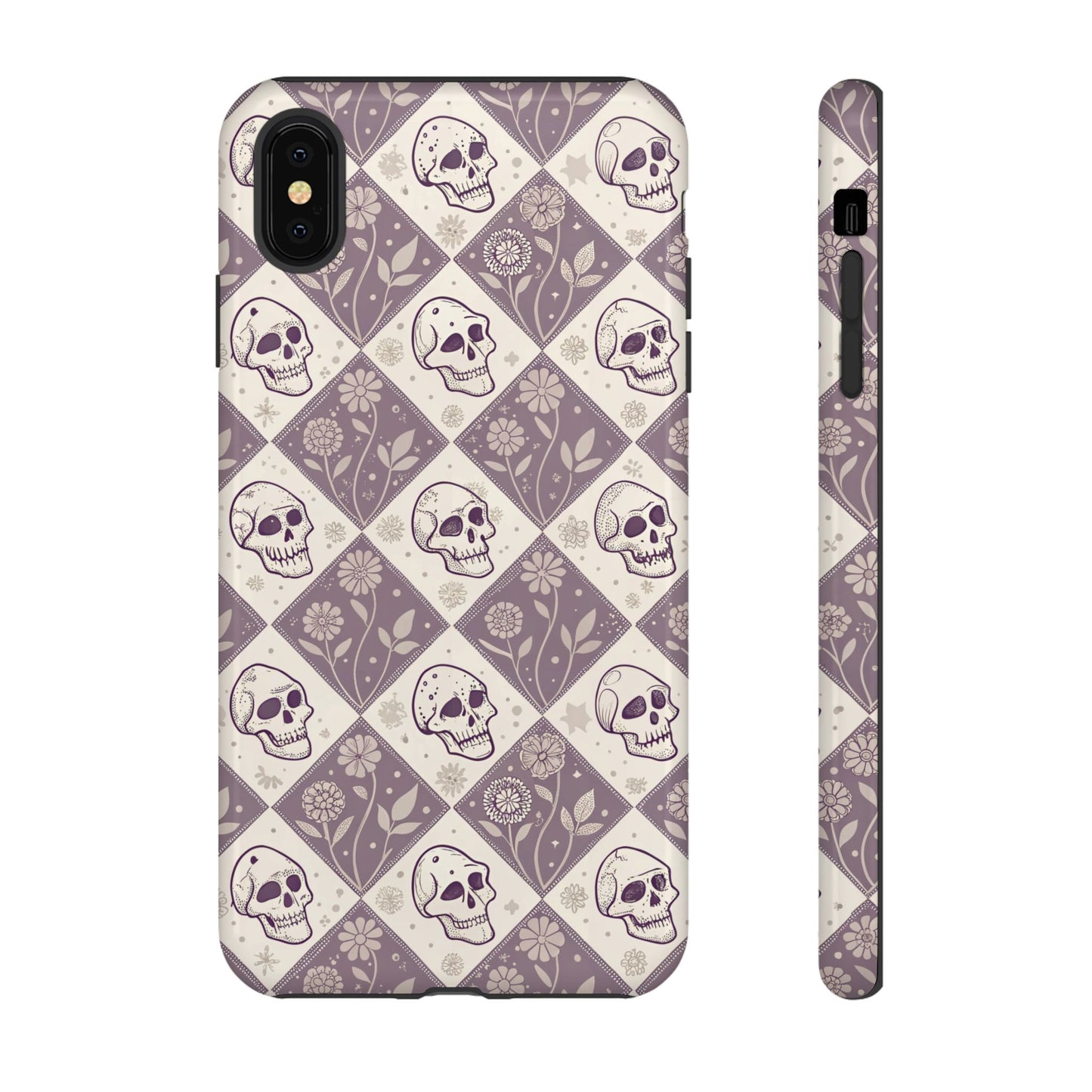 Vintage Skull & Floral Diamond iPhone Case