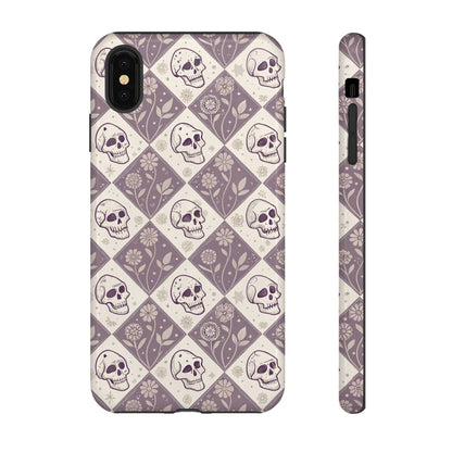 Vintage Skull & Floral Diamond iPhone Case