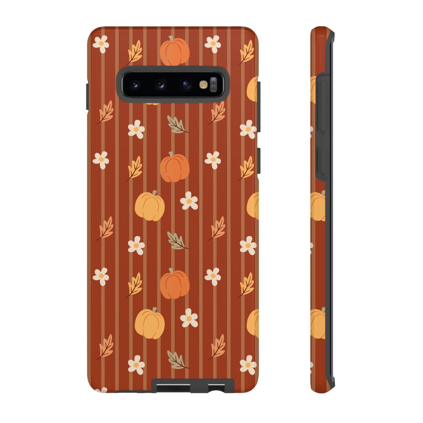 Pumpkin Spice Floral Stripe Samsung Case