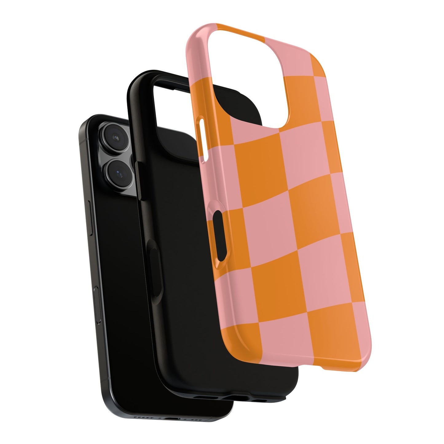 Pink & Orange Wavy Checker iPhone Case