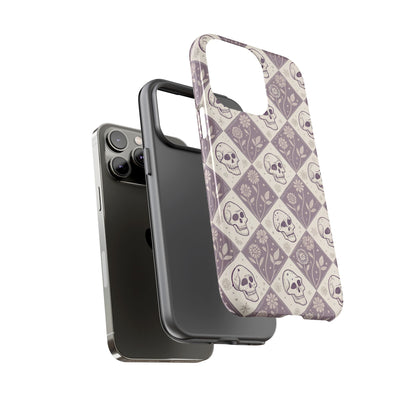 Vintage Skull & Floral Diamond iPhone Case