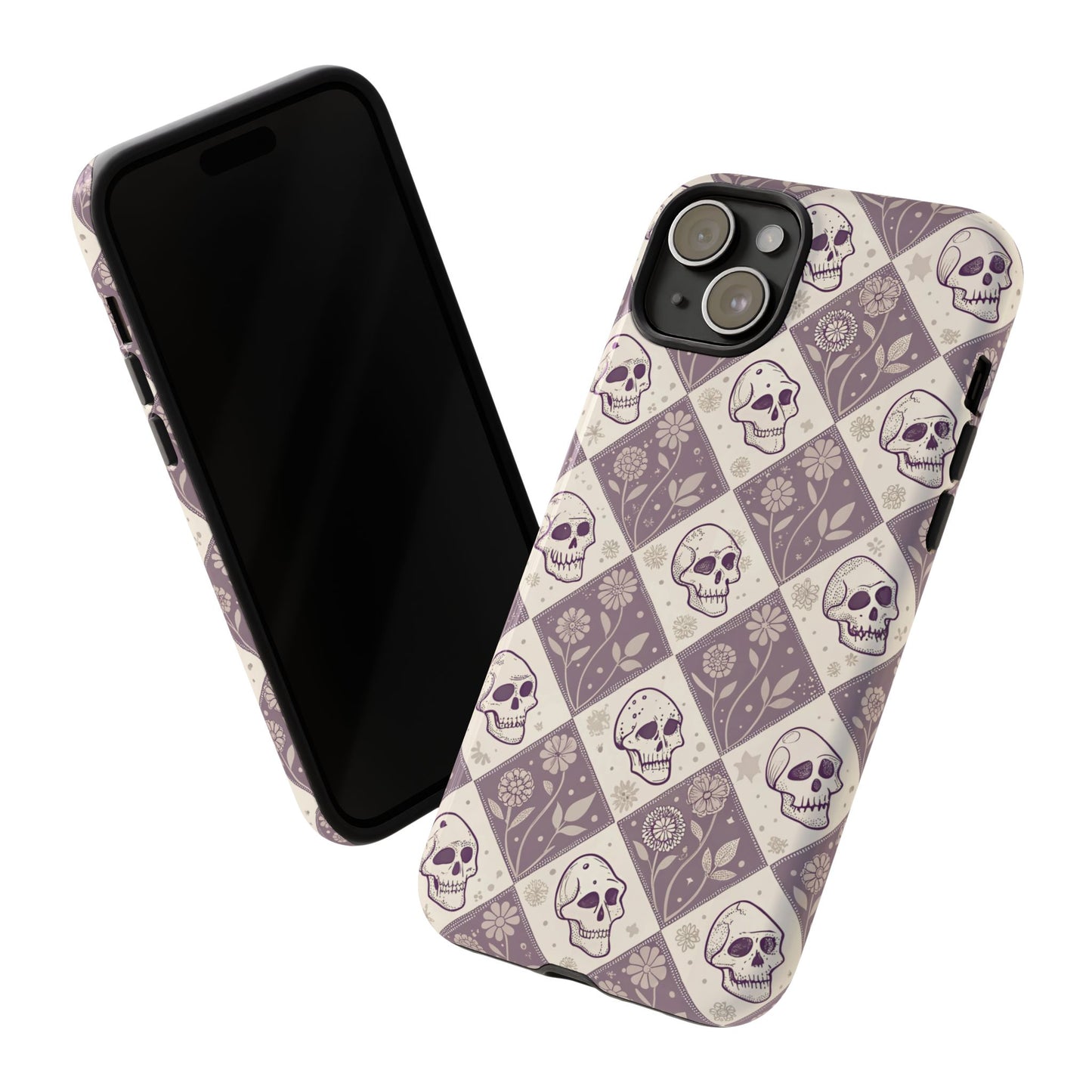 Vintage Skull & Floral Diamond iPhone Case