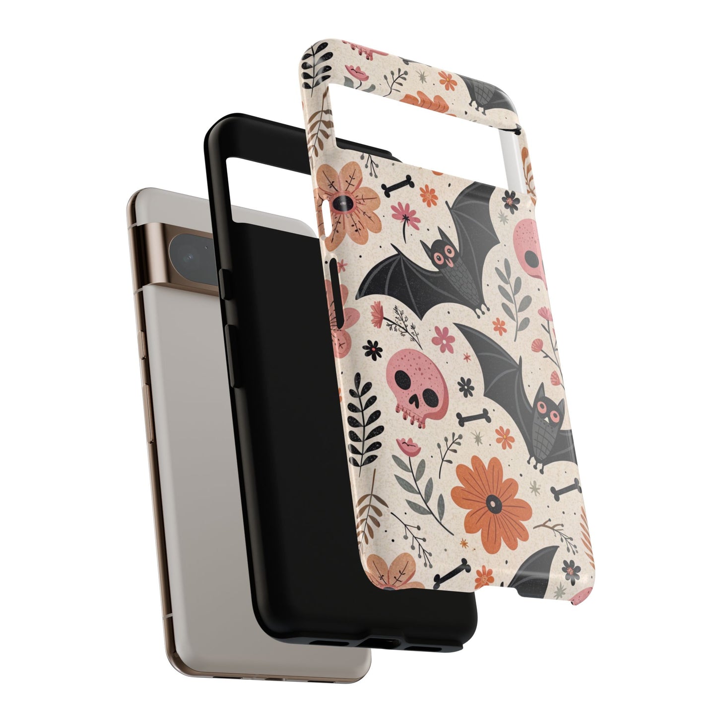 Floral Bats & Skulls Halloween Google Pixel Case