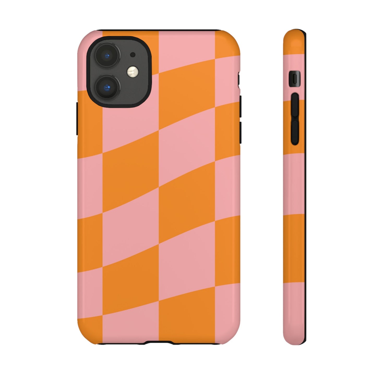 Pink & Orange Wavy Checker iPhone Case