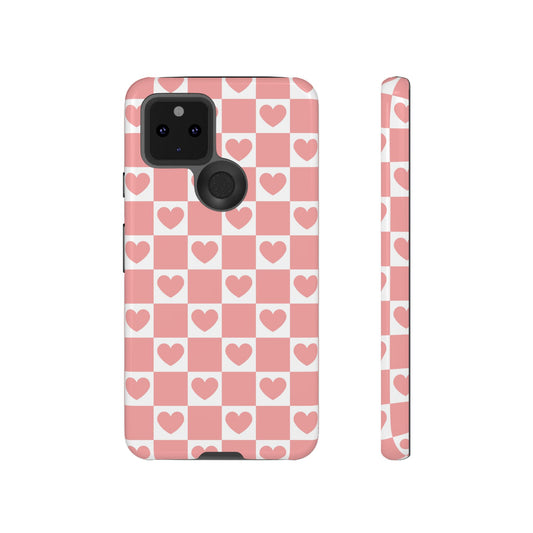 Pink Heart Checkerboard Google Pixel Case