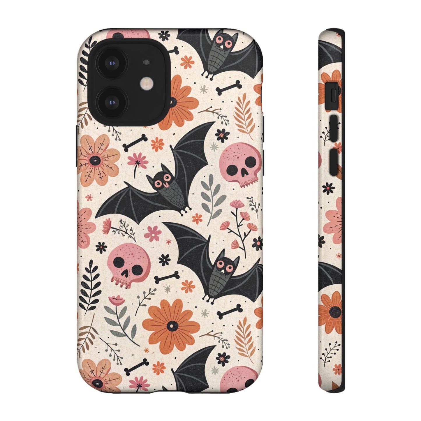 Floral Bats & Skulls Halloween iPhone Case