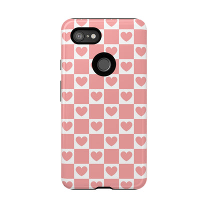 Pink Heart Checkerboard Google Pixel Case