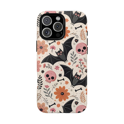 Floral Bats & Skulls Halloween iPhone Case
