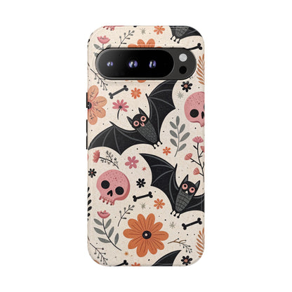 Floral Bats & Skulls Halloween Google Pixel Case