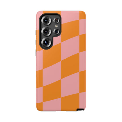 Pink & Orange Wavy Checker Samsung Case