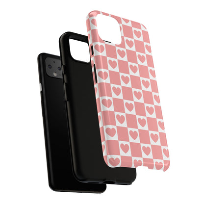 Pink Heart Checkerboard Google Pixel Case