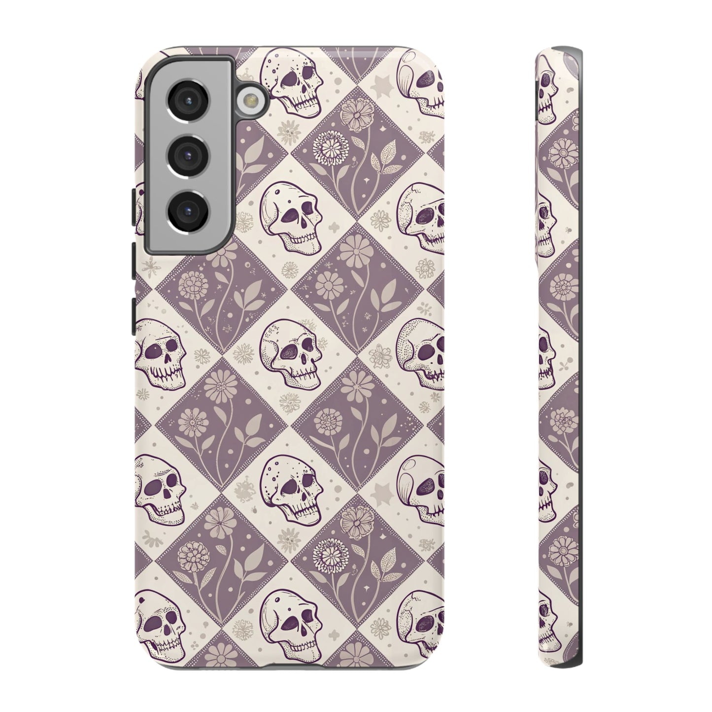Vintage Skull & Floral Diamond Samsung Case