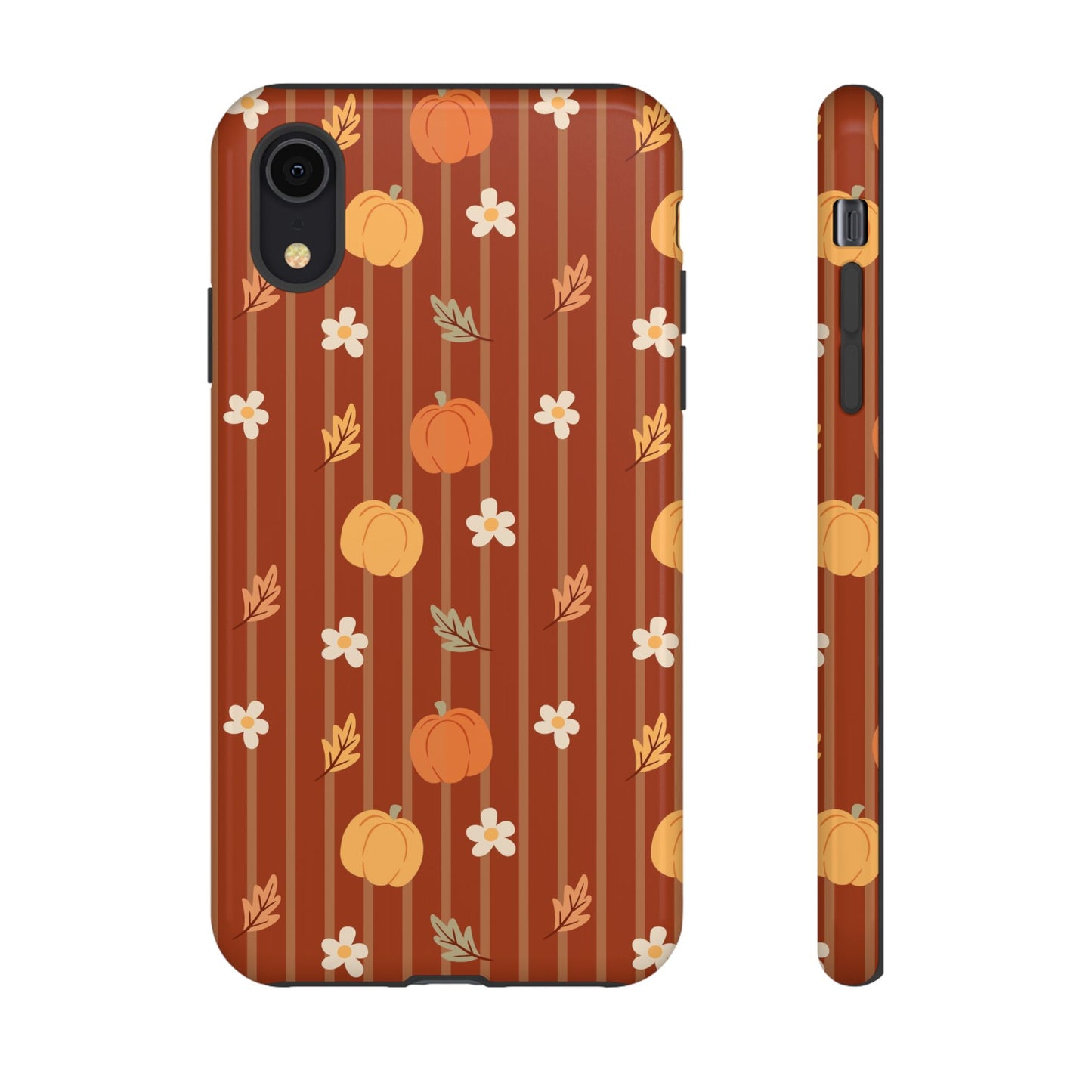 Pumpkin Spice Floral Stripe iPhone Case