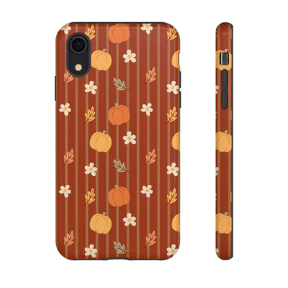 Pumpkin Spice Floral Stripe iPhone Case