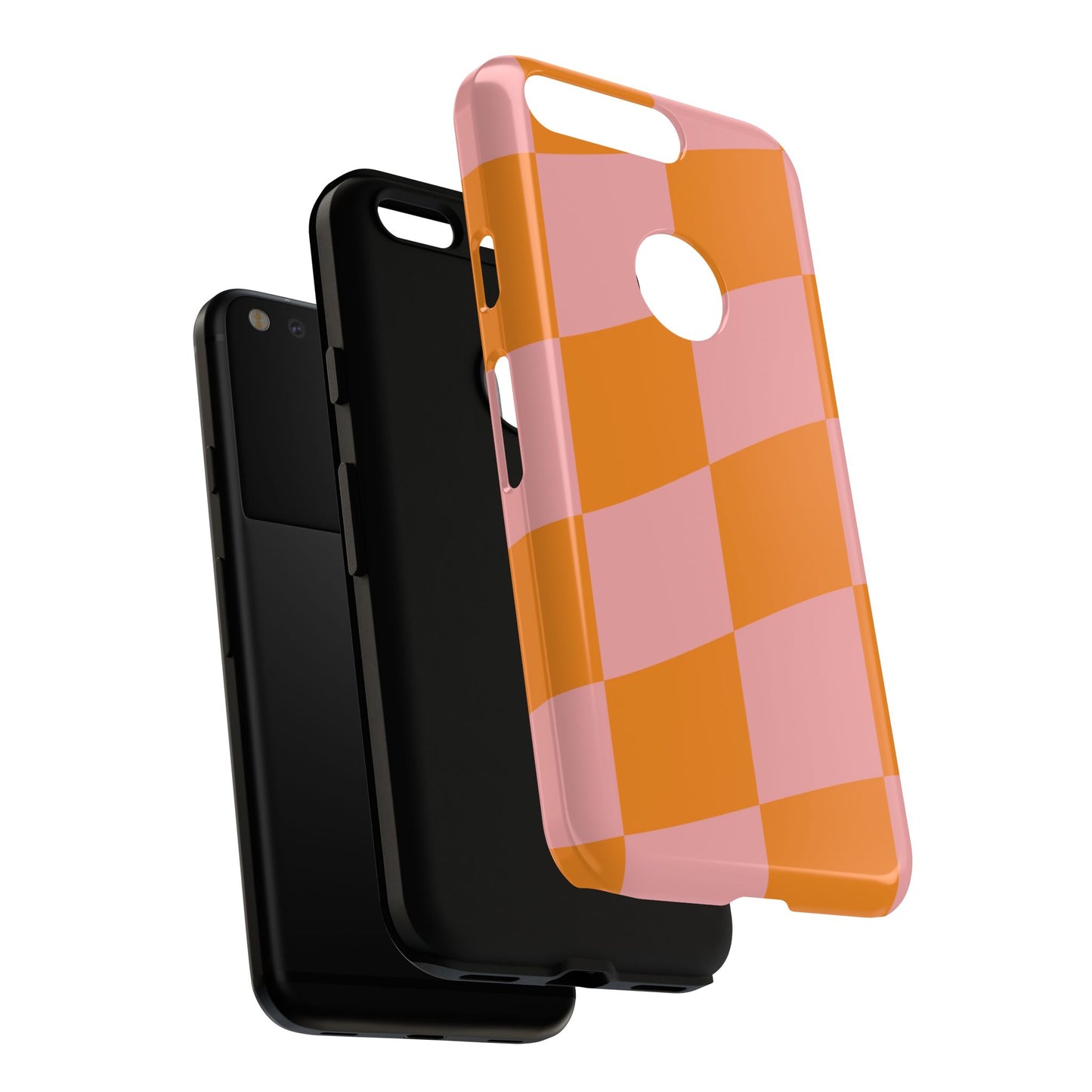 Pink & Orange Wavy Checker Google Pixel Case