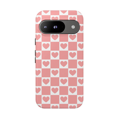 Pink Heart Checkerboard Google Pixel Case