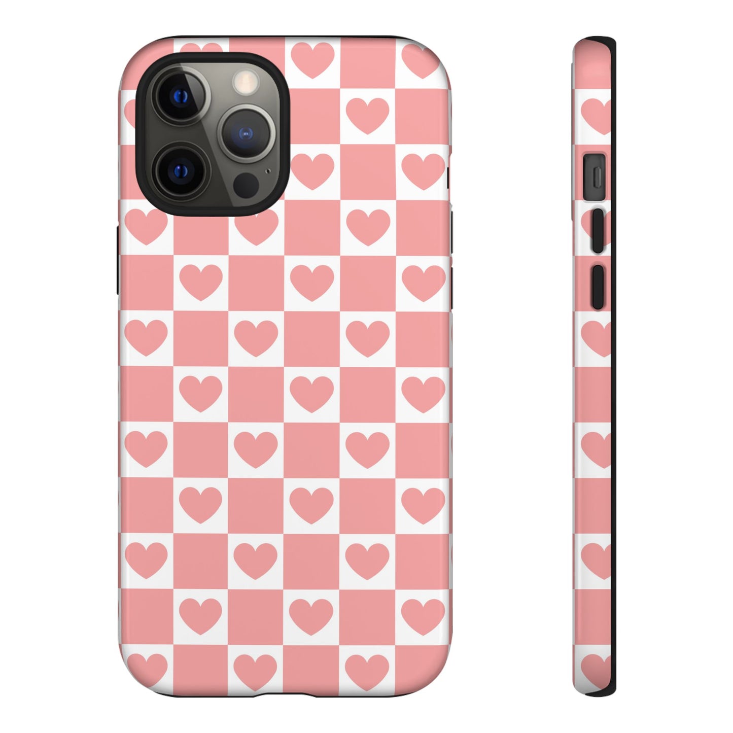 Pink Heart Checkerboard iPhone Case