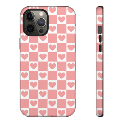 Pink Heart Checkerboard iPhone Case