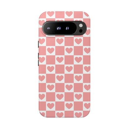 Pink Heart Checkerboard Google Pixel Case