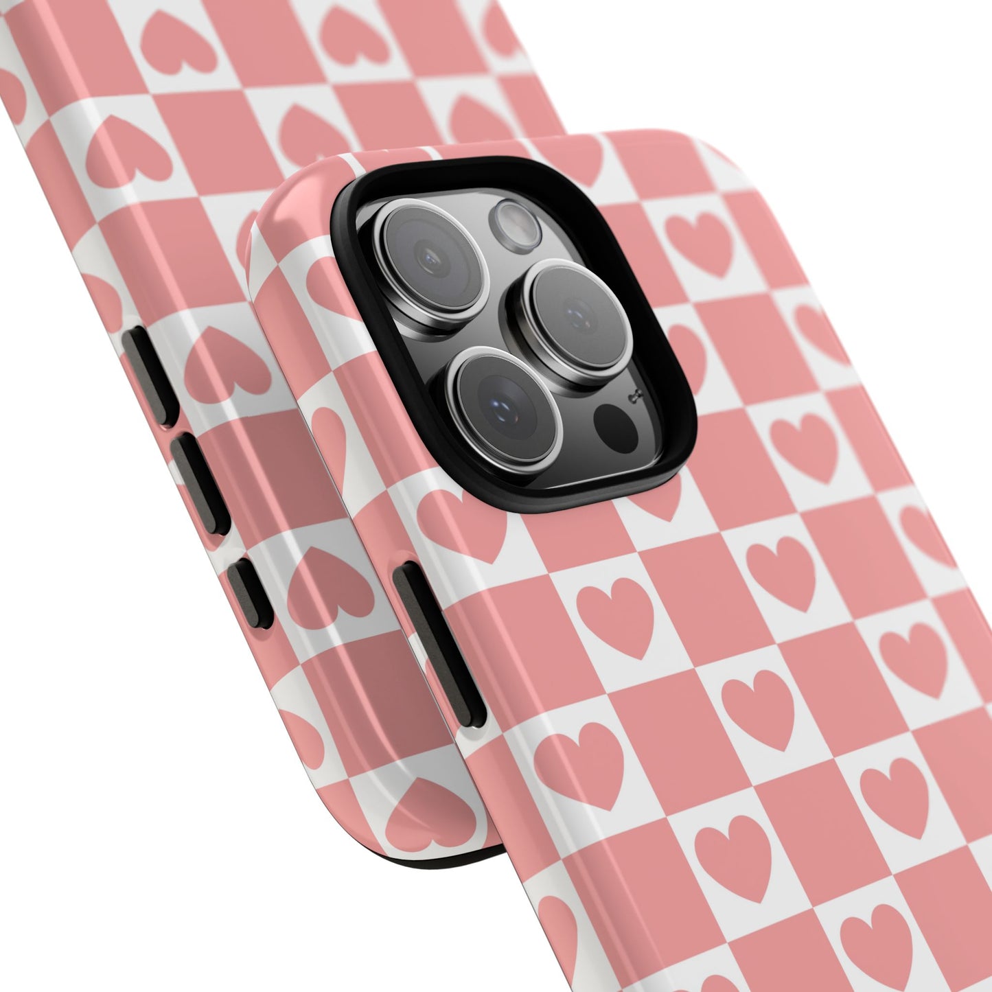 Pink Heart Checkerboard iPhone Case