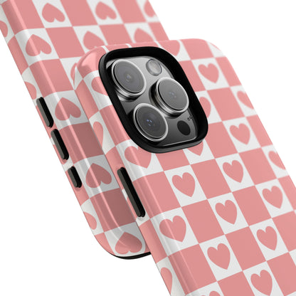 Pink Heart Checkerboard iPhone Case