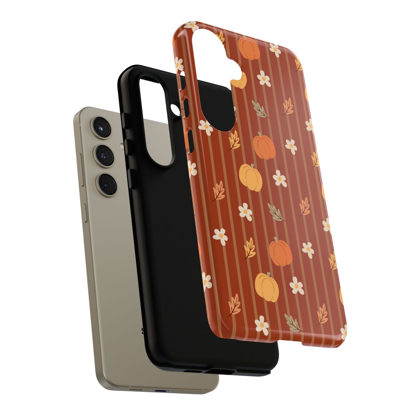 Pumpkin Spice Floral Stripe Samsung Case