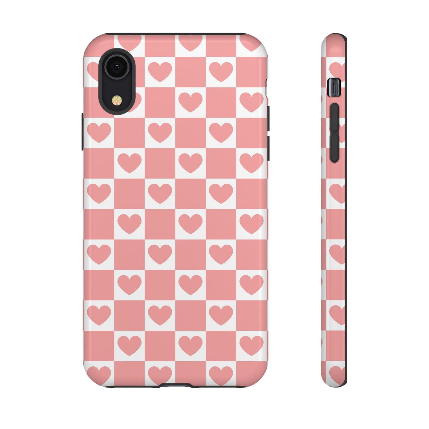 Pink Heart Checkerboard iPhone Case
