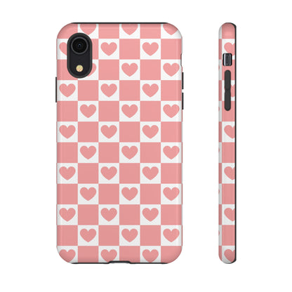 Pink Heart Checkerboard iPhone Case