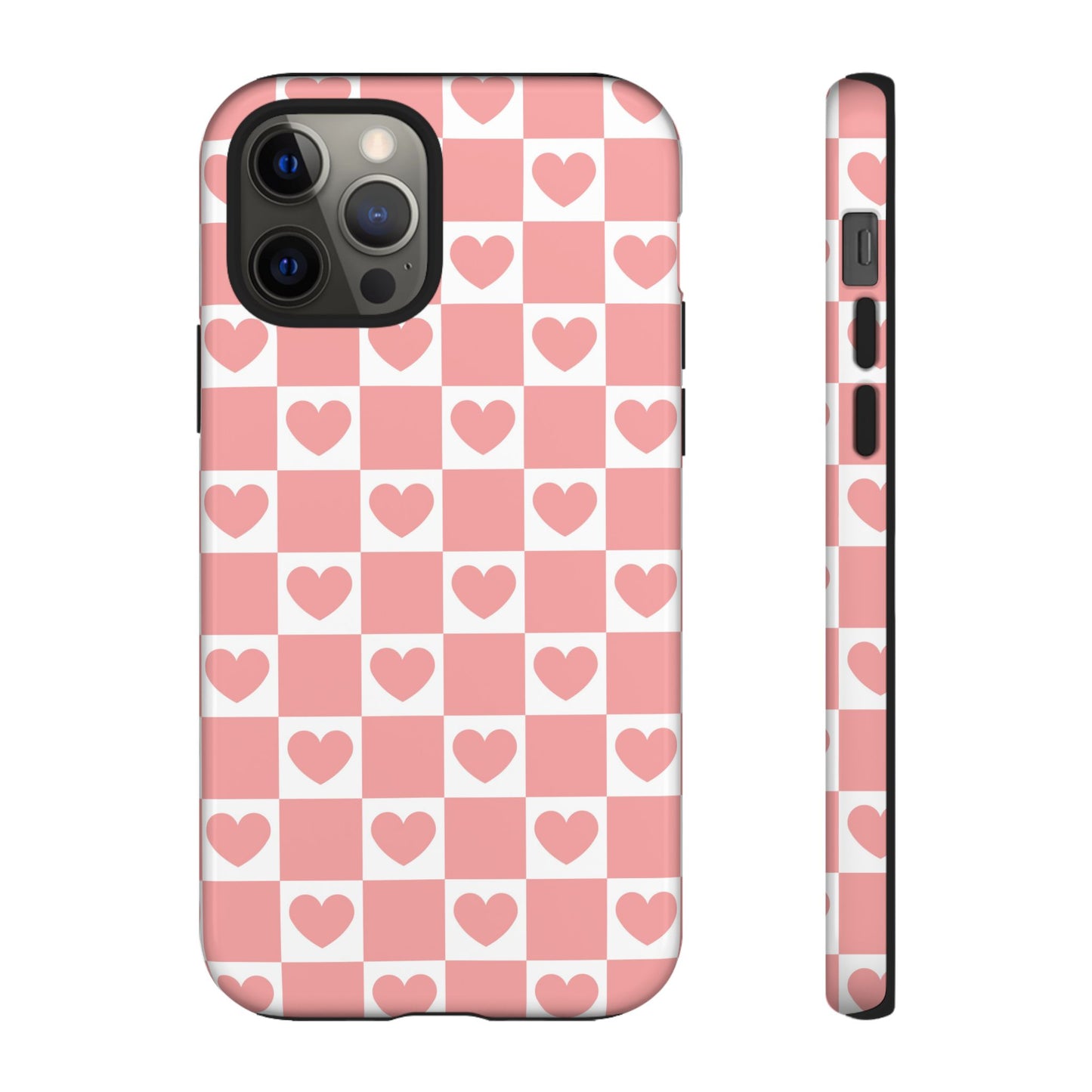 Pink Heart Checkerboard iPhone Case