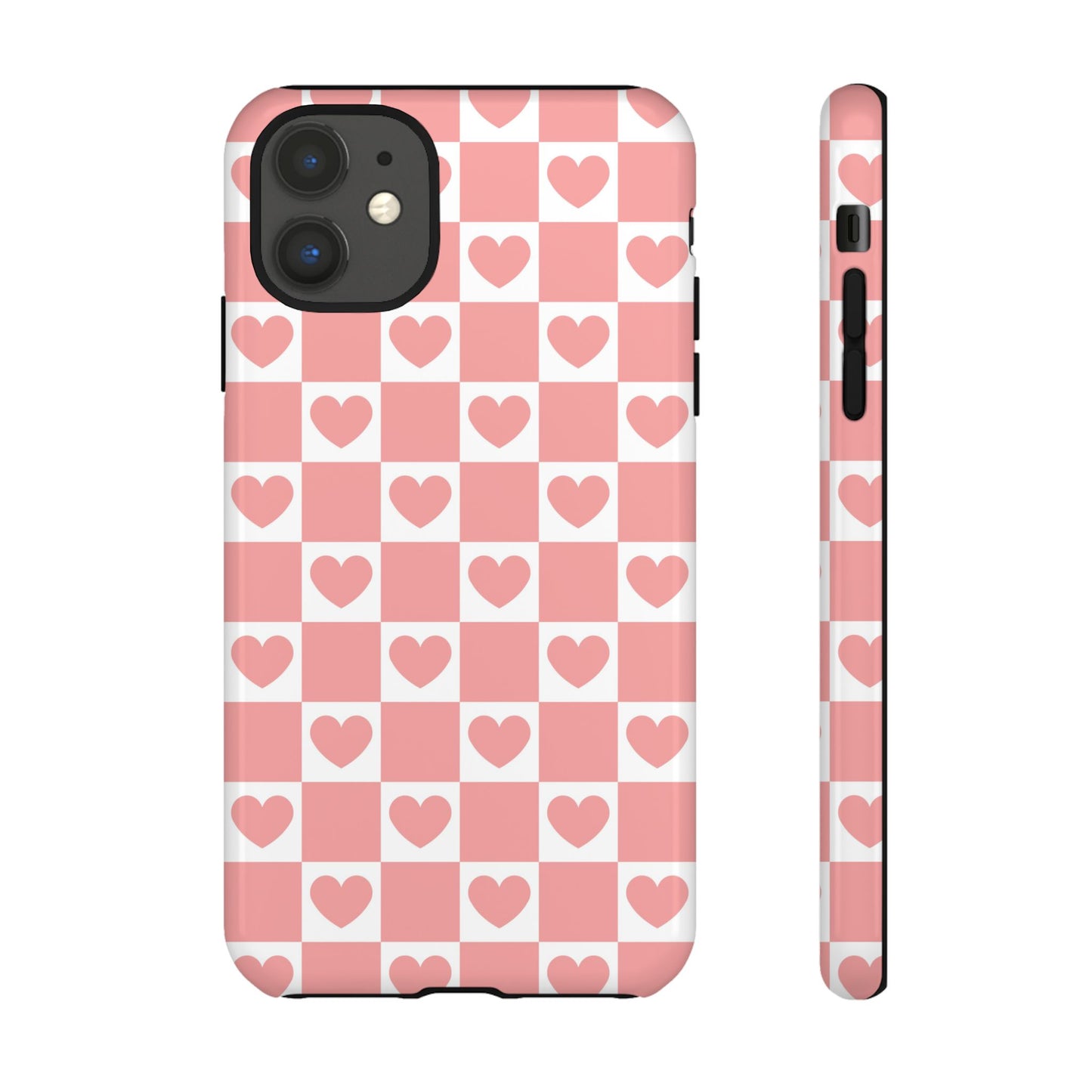 Pink Heart Checkerboard iPhone Case