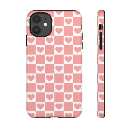 Pink Heart Checkerboard iPhone Case