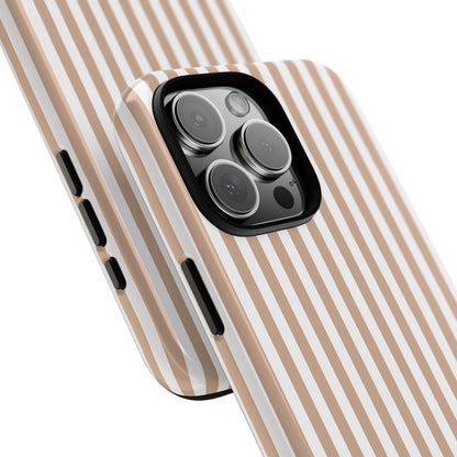 Tan & White Stripe iPhone Case