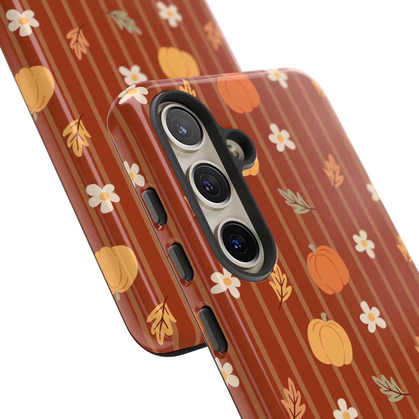 Pumpkin Spice Floral Stripe Samsung Case