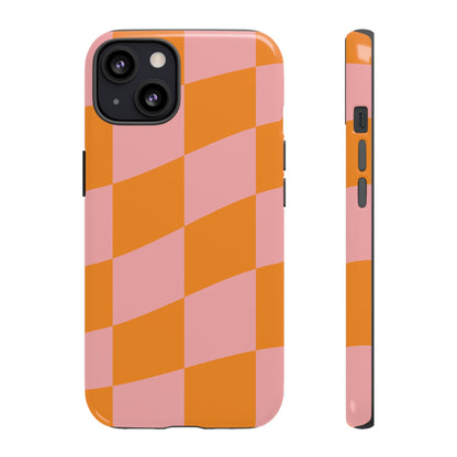 Pink & Orange Wavy Checker iPhone Case