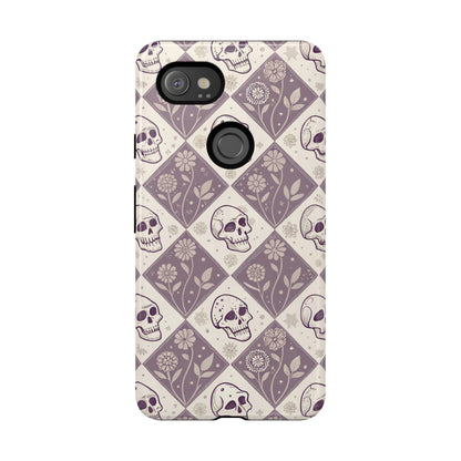 Vintage Skull & Floral Diamond Google Pixel Case