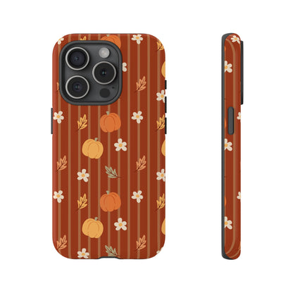 Pumpkin Spice Floral Stripe iPhone Case