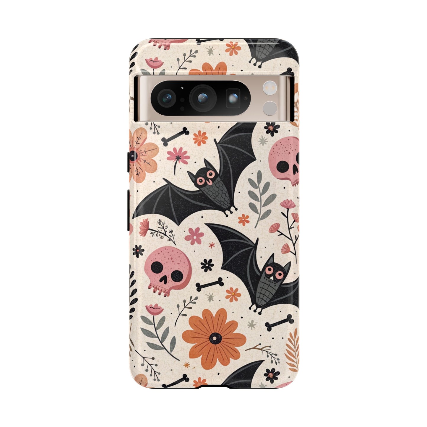 Floral Bats & Skulls Halloween Google Pixel Case