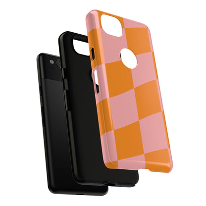 Pink & Orange Wavy Checker Google Pixel Case