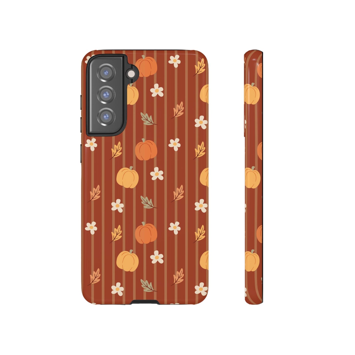 Pumpkin Spice Floral Stripe Samsung Case